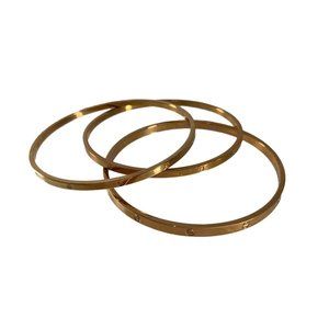 Lot of 3 Copper Colored Bangle Bracelets Stackable Circle Details Unbranded